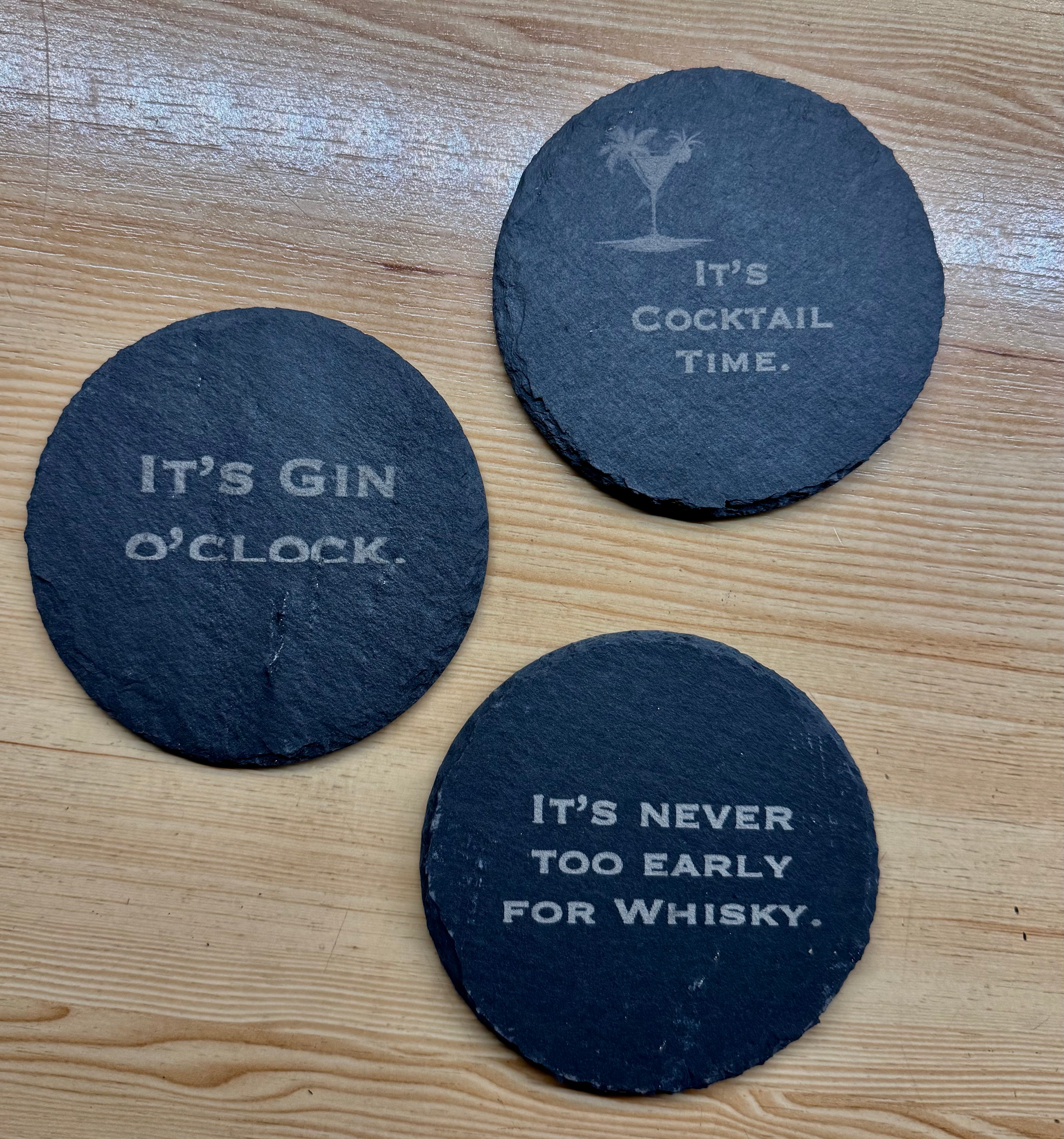 Schieferuntersetzer mit Spruch