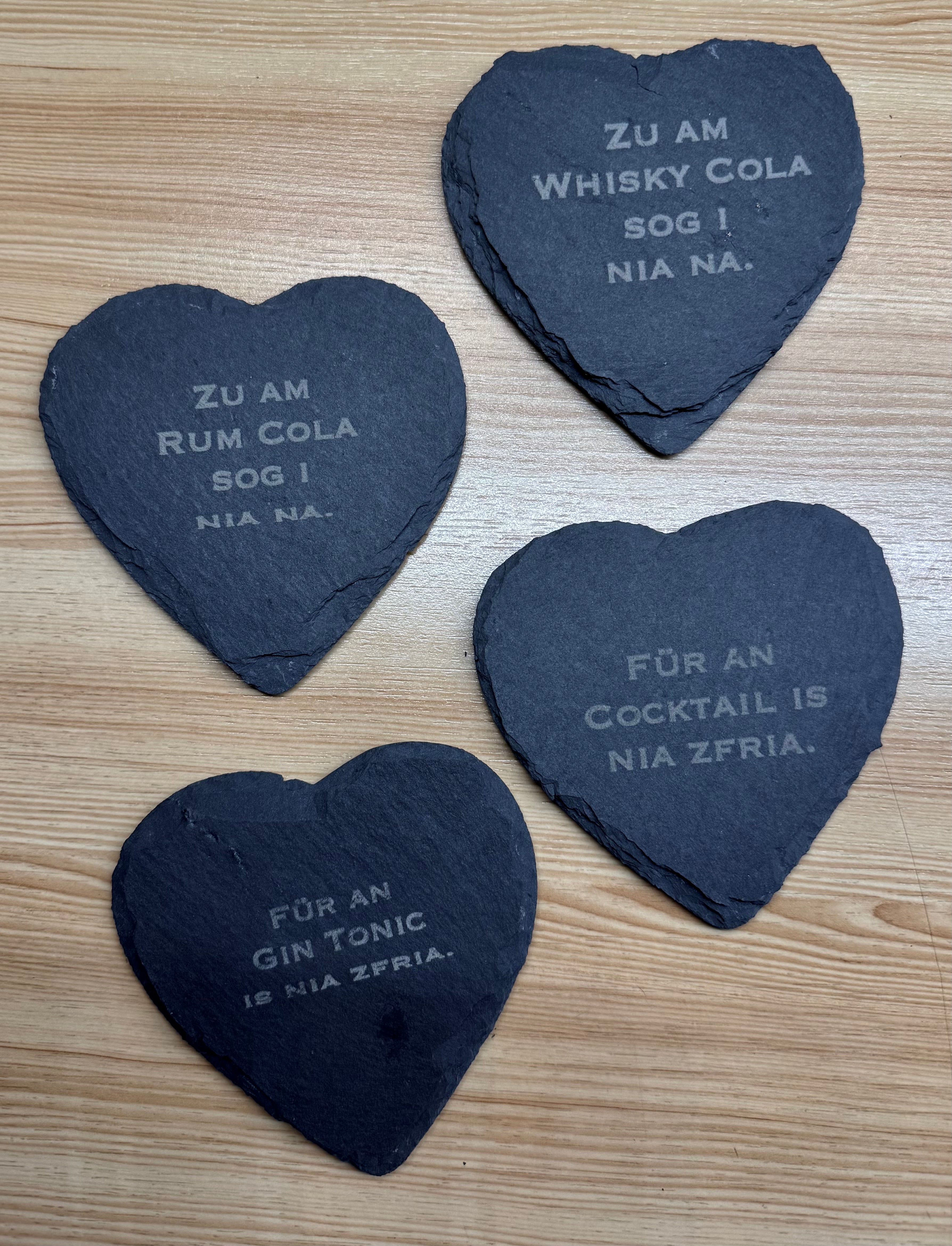 Schieferuntersetzer mit Spruch