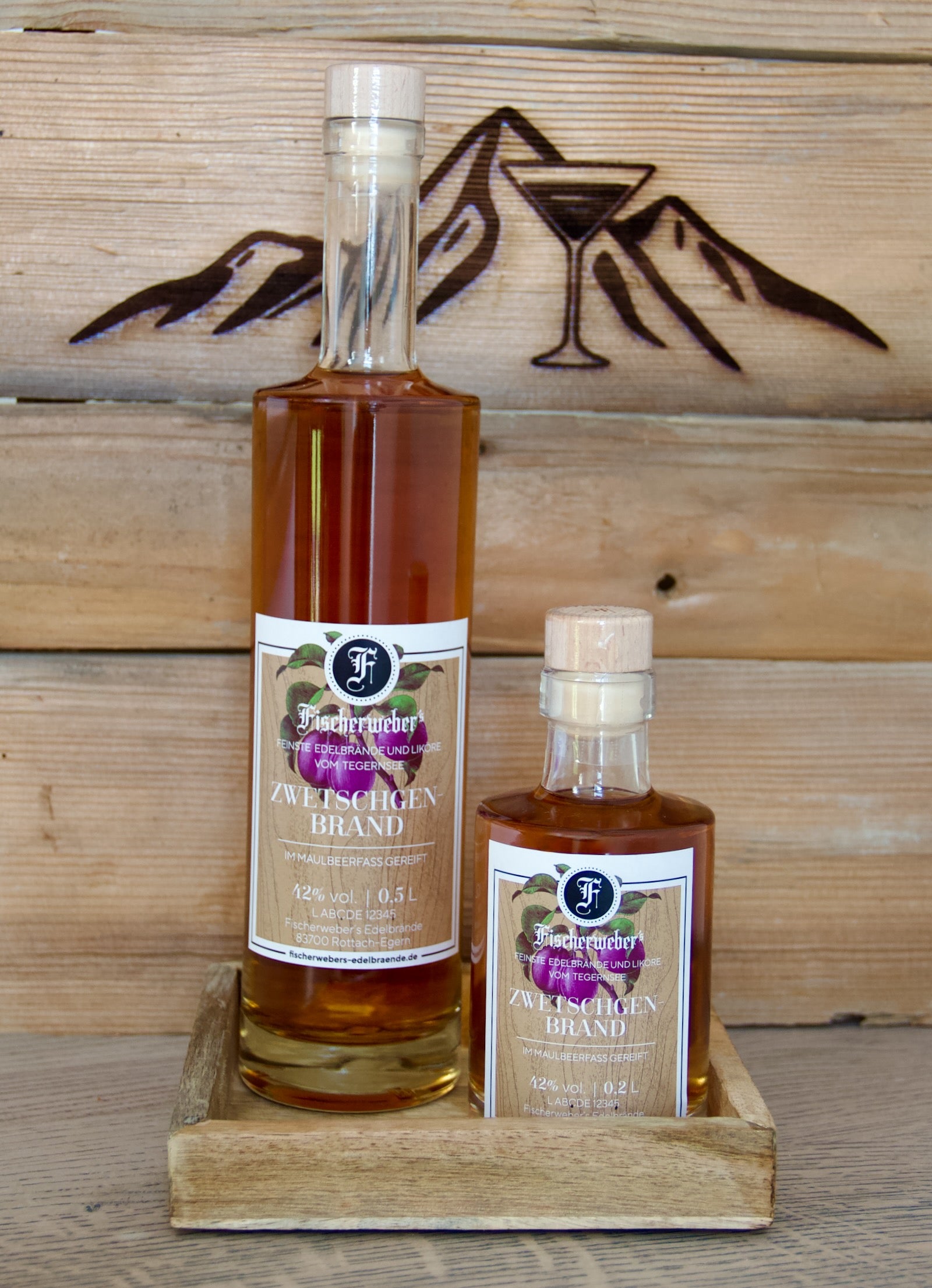 Fischerweber's Zwetschgenbrand 42,0% im Maulbeerfass