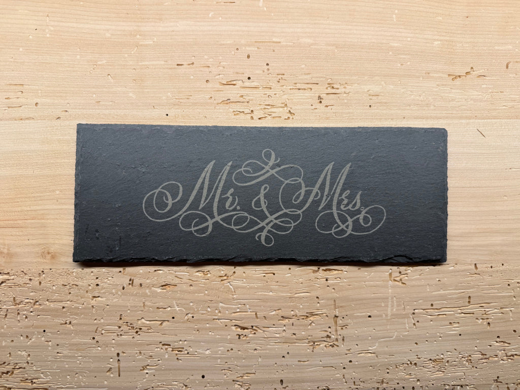 Schiefertafel mit Lasergravur eckig
