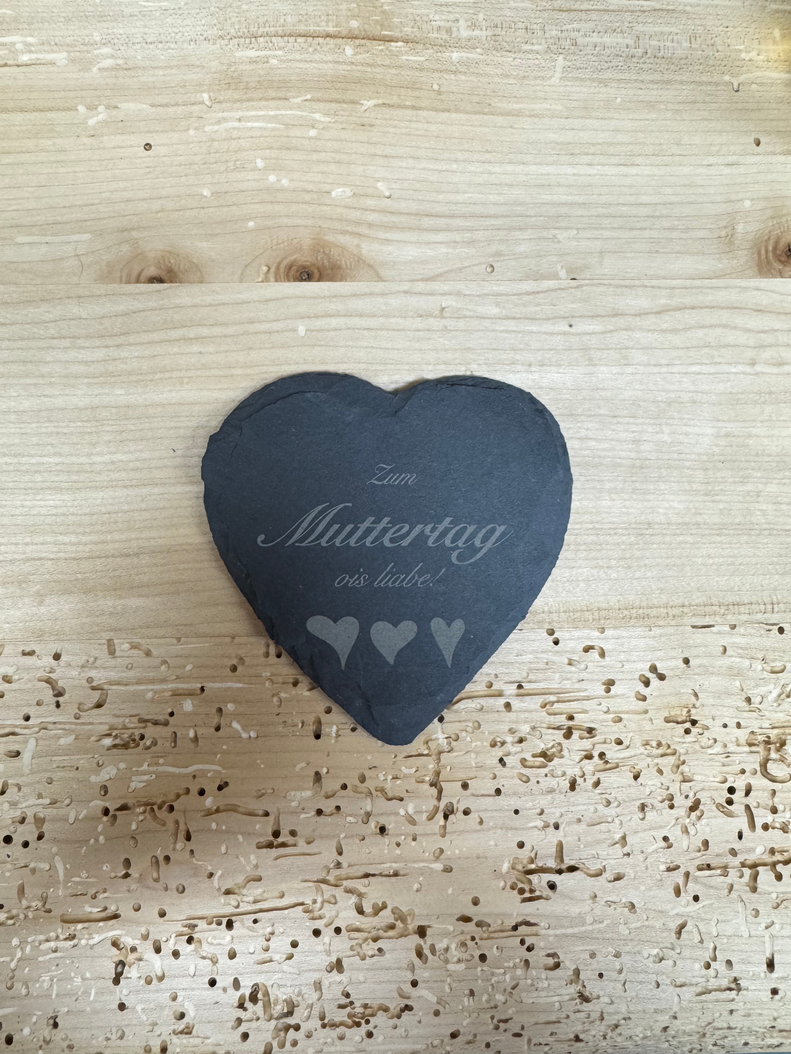 Schieferuntersetzer Muttertag oder Vatertag